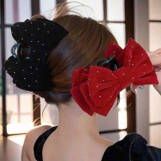 Kẹp Tóc Bướm Hoa Đỏ Nhung Cố Định Hoa Hồng Đỏ Red Rose Cổ Điển Cao Cấp Phong Cách Hàn Quốc