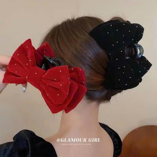 Kẹp Tóc Bướm Hoa Đỏ Nhung Cố Định Hoa Hồng Đỏ Red Rose Cổ Điển Cao Cấp Phong Cách Hàn Quốc