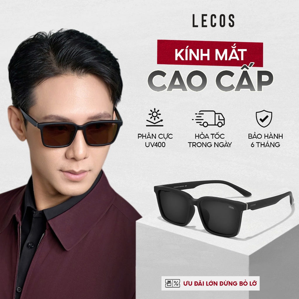 Kính Mát Nam Chống Tia UV400, Chống Chói, Kính Mát Phân Cực Lecos LK23, Gọng Kính TR90 bền và Dẻo Đeo Cả Ngày Thoải Mái