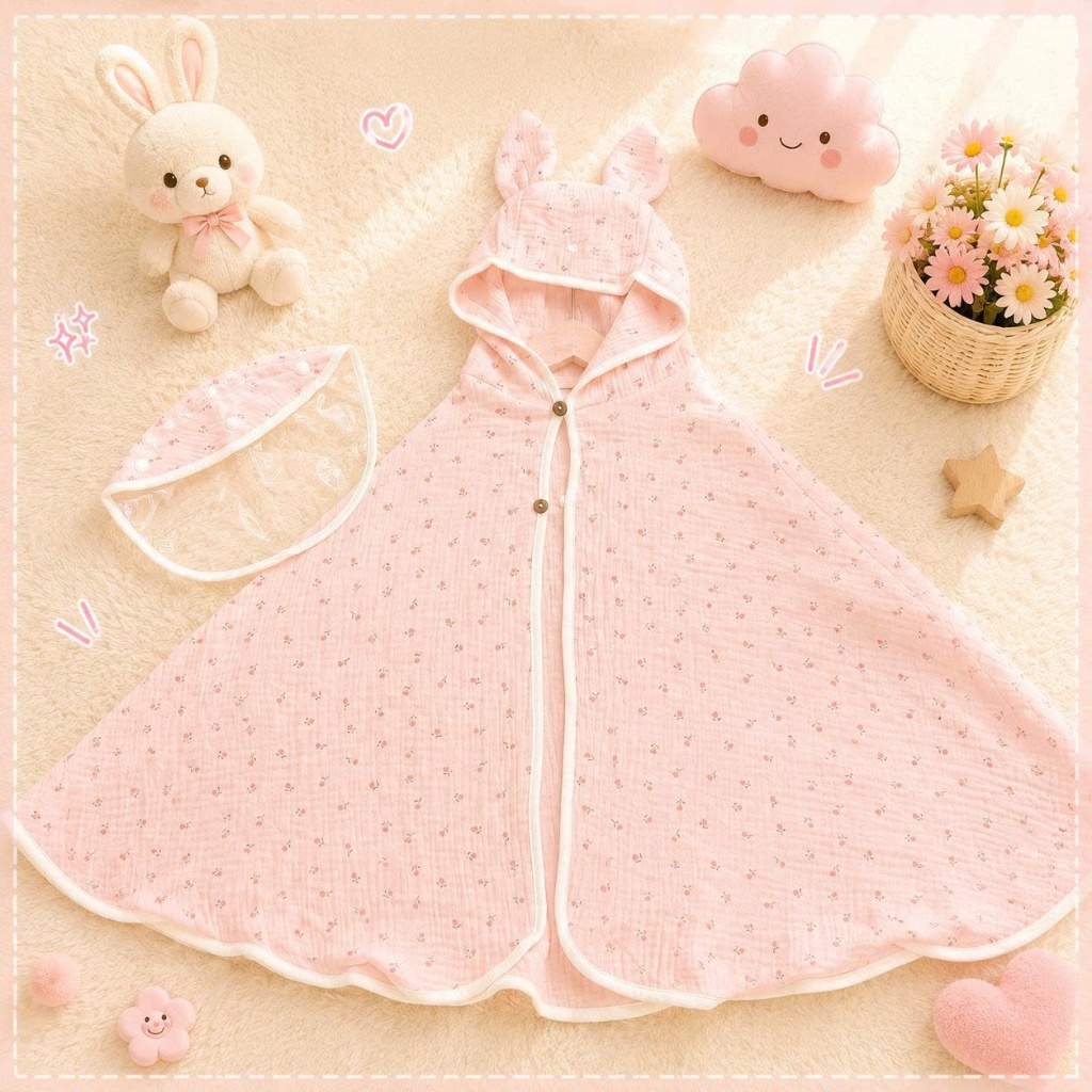 Áo choàng chống nắng cho bé vải xô Muslin Hàn Kèm Kính Chống Giọt Bắn Cho Bé - Thời Trang Thiết Kế Liena'S Closet