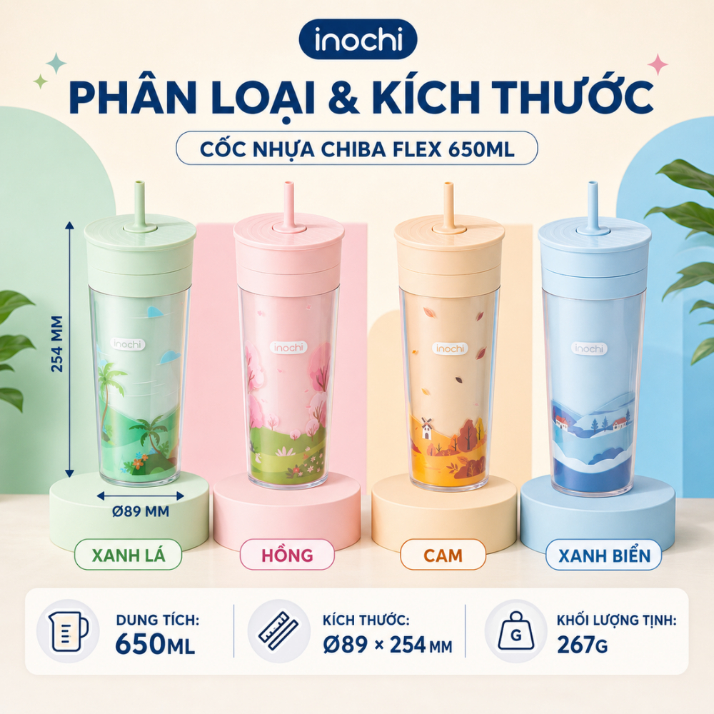 Cốc Nhựa 2 Lớp Chiba Inochi - nhựa an toàn, phong cách sành điệu