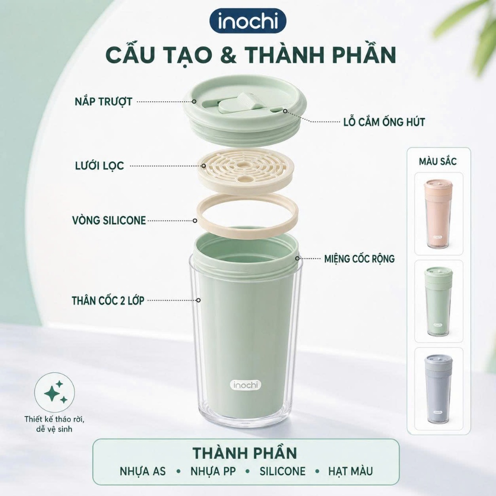 Cốc Nhựa 2 Lớp Chiba Inochi - nhựa an toàn, phong cách sành điệu