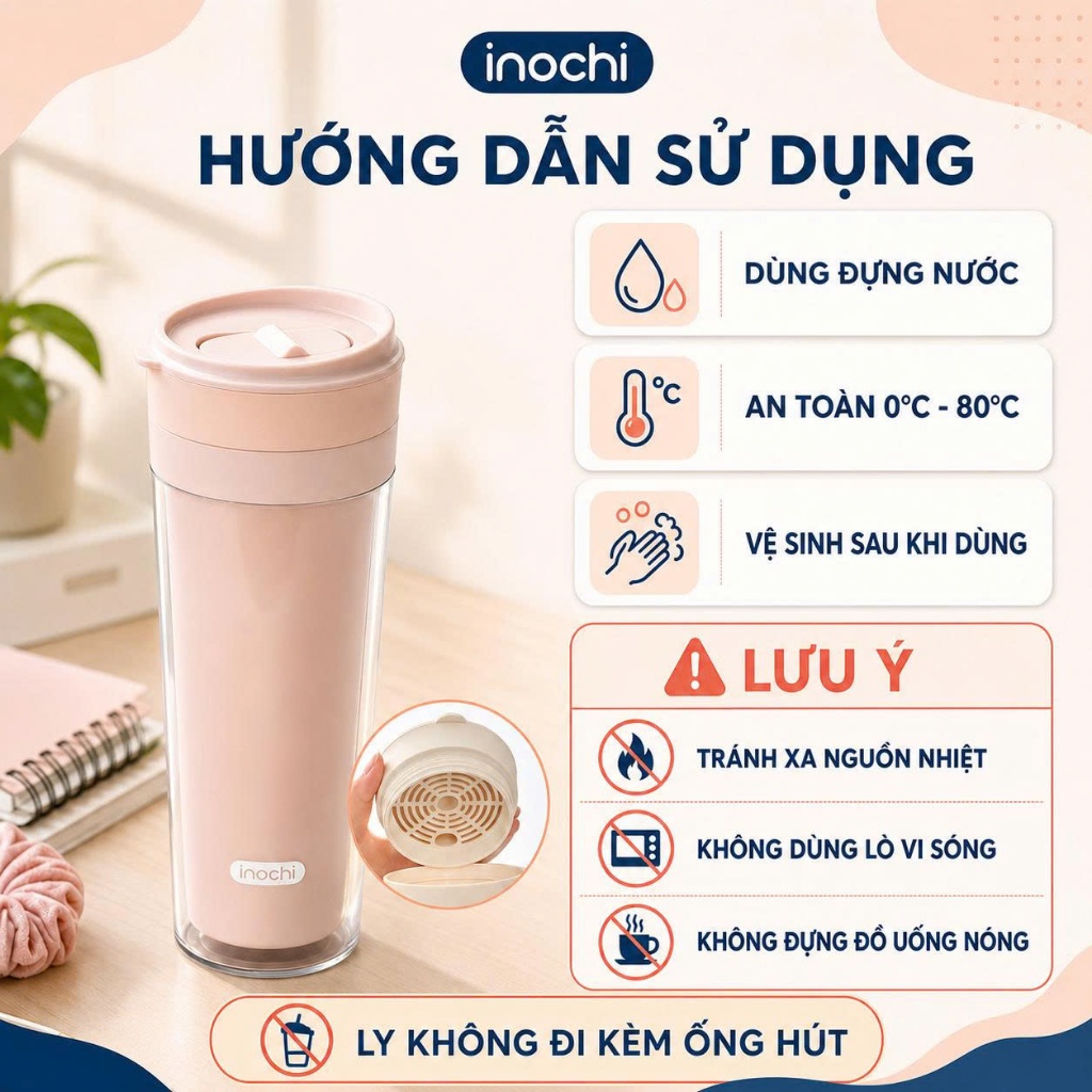 Cốc Nhựa 2 Lớp Chiba Inochi - nhựa an toàn, phong cách sành điệu