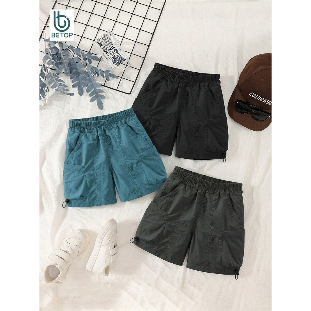 Quần Đùi Bé Trai BETOP Túi Hộp, Quần Short Thể Thao Năng Động Chất Gió Mềm Mịn Thoáng Mát Cho Bé QG04