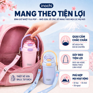 Bình Giữ Nhiệt Fuji Pop Inochi 450ml - Inox 316 Có Ống Hút Giữ Nóng Lạnh 6H+ Nhỏ Gọn Trendy