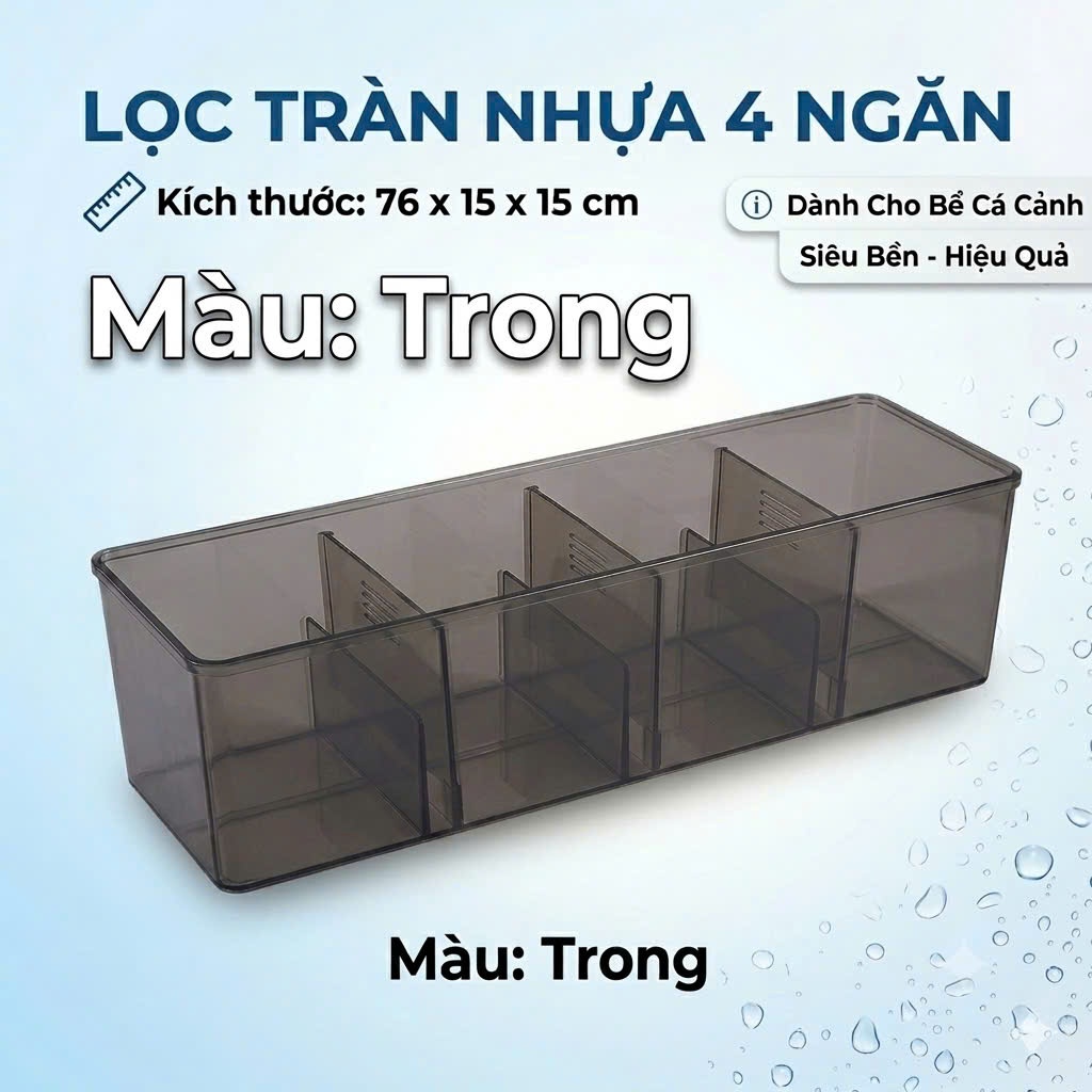 Combo Lọc Tràn Nhựa 76x15x15cm Kèm Vật Lọc Nước Bể Cá Cảnh, Chưa Kèm Bơm (Lọc Cứng Cáp, Chắc Chắn)