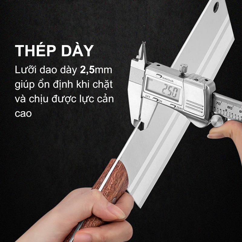 Dao Chặt Xương Round Cán Gỗ ASAKH dao chặt gà siêu cứng hiện đại KOOL, dao chặt gà, dao làm bếp