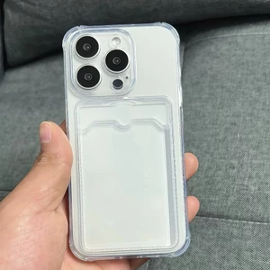 Ốp lưng trong suốt có ngăn đựng thẻ chống sốc bảo vệ camera dành cho cho ip 17 16 15 14 13 12 11 xs x pro max