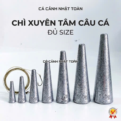 CHÌ XUYÊN TÂM CÂU CÁ 30G, 50G, 70G, 100G, 120G, 150G