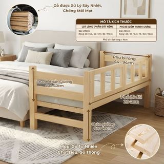 Giường Ngủ Cho Bé 2m Có Hàng Rào Chắn | Giường Ghép Với Gường Bố Mẹ Cho Bé Ngủ Riêng