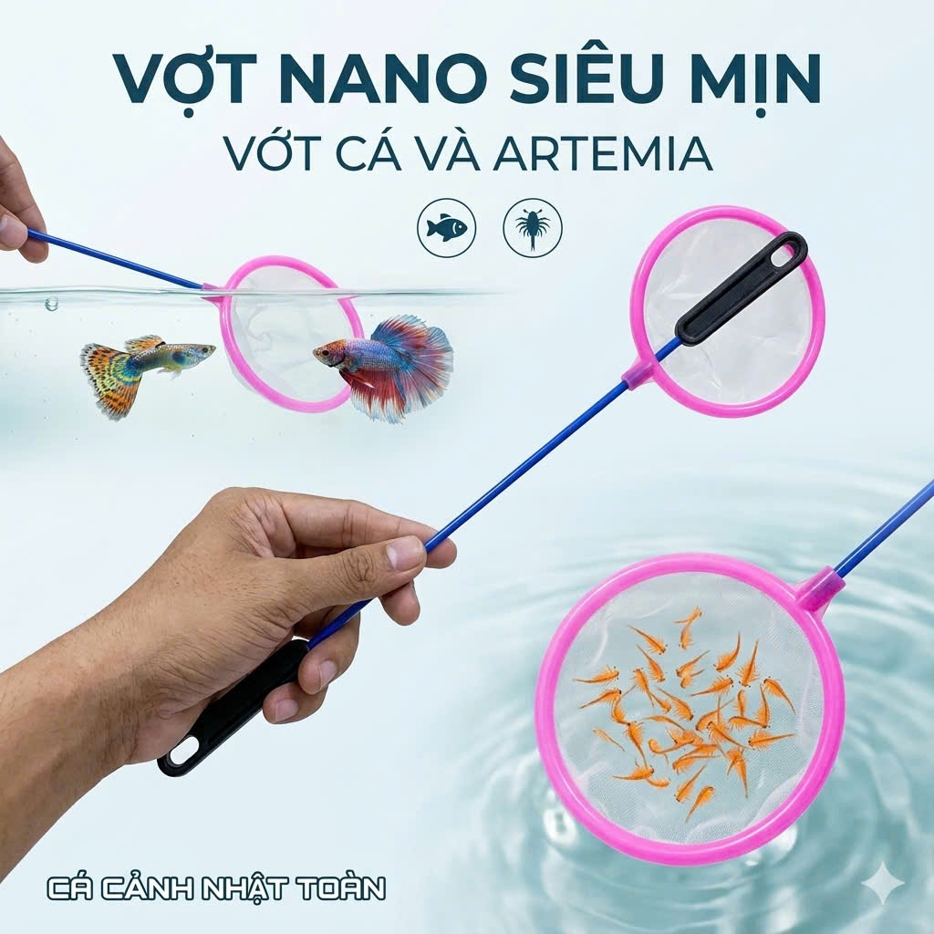 VỢT NANO SIÊU MỊN VỚT CÁ VÀ ARTEMIA ĐƯỜNG KÍNH 9CM