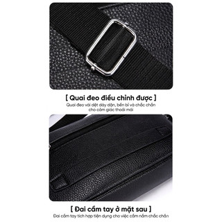 Túi đeo chéo nam cao cấp - Túi đeo vai, ví cầm tay nam đa năng dáng hộp công sở