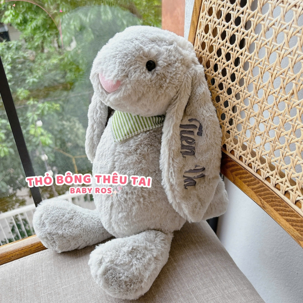 Gấu Bông Thỏ Thêu Tai Theo Yêu Cầu - Thú nhồi bông quà tặng sinh nhật, ngày lễ cho bé và người yêu