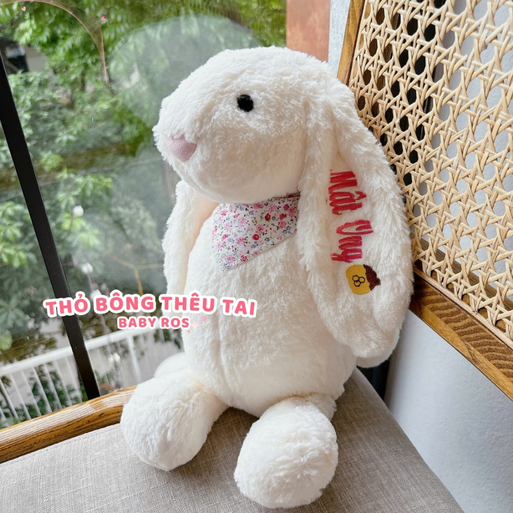 Gấu Bông Thỏ Thêu Tai Theo Yêu Cầu - Thú nhồi bông quà tặng sinh nhật, ngày lễ cho bé và người yêu
