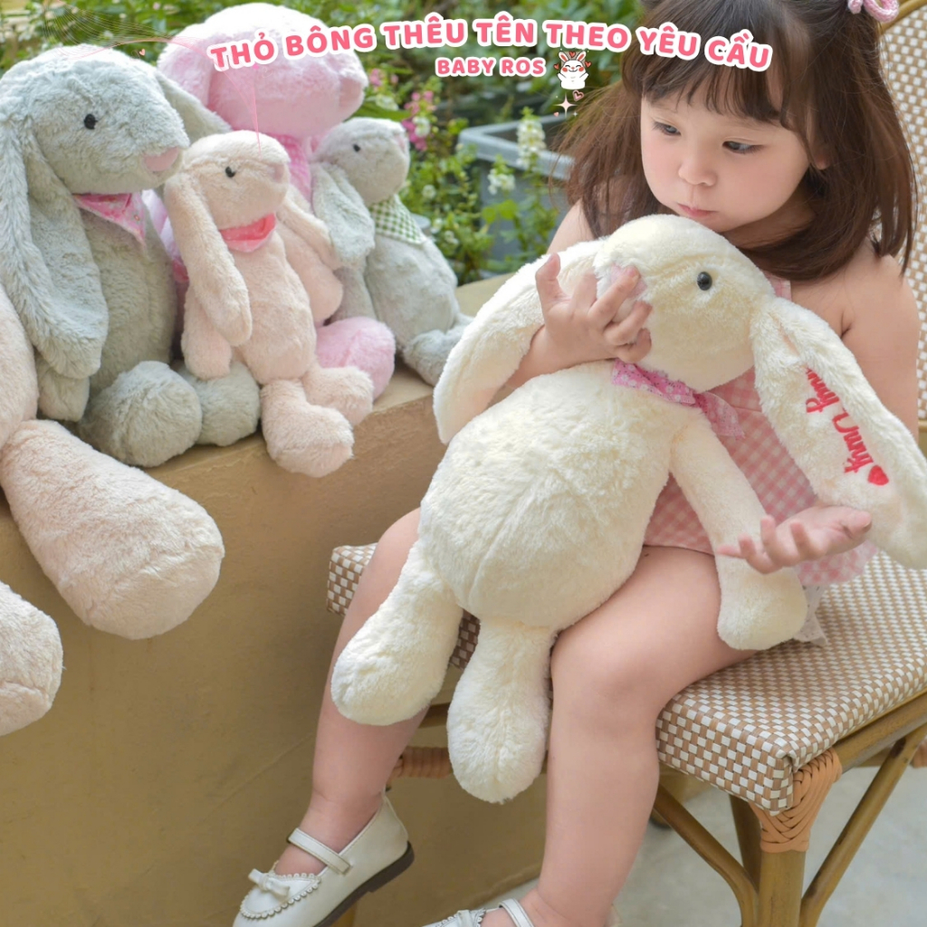 Gấu Bông Thỏ Thêu Tai Theo Yêu Cầu - Thú nhồi bông quà tặng sinh nhật, ngày lễ cho bé và người yêu