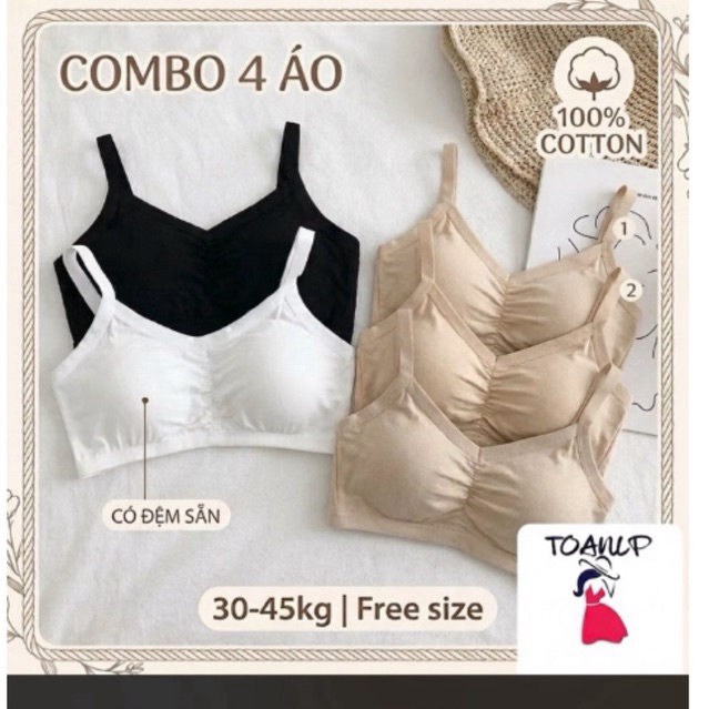 Set 4 Áo Lá bra 3 dây học sinh 38-45kg