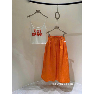 SET ÁO 2s CHỮ MIX QUẦN ỐNG RỘNG CAM HOT HIT