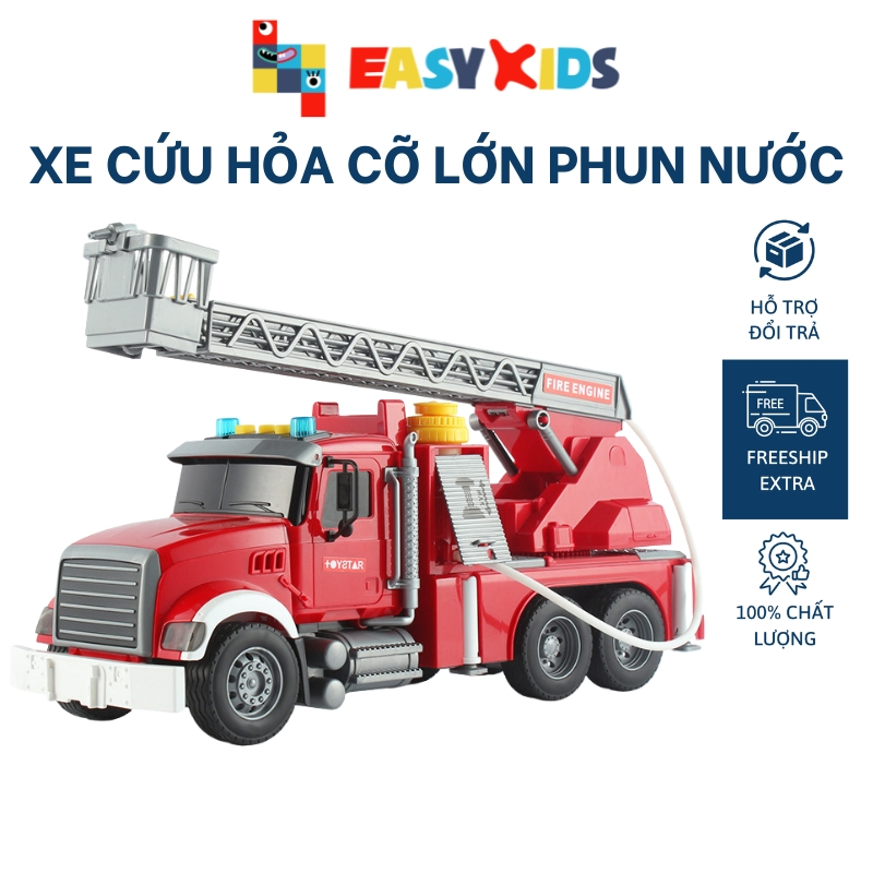 Xe Cứu Hỏa Đồ Chơi Cỡ Lớn Toystar, Đồ Chơi Xe Cứu Hỏa Mô Hình 1:12 Như Thật Cho Bé Có Đèn Nhạc