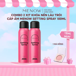 COMBO 02 XỊT KHÓA NỀN LÂU TRÔI CẤP ẨM HƠI THỞ SƯƠNG MÙ MENOW SETTING SPRAY 100ml x2