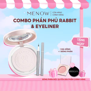 Combo Phấn phủ Rabbit Compact Powder + Bút Kẻ Mắt MENOW SUDDENLY HEART LIQUID EYELINER 0.6ml