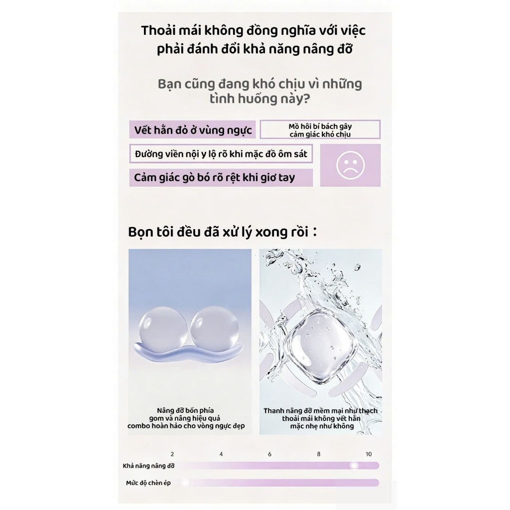 (Combo2 ) Áo Ngực LUCKORA Gel Mềm Không Gọng Mỏng Nhẹ Nâng Đỡ Tự Nhiên Không Hằn Lưng Chất Liệu Mát Lạnh