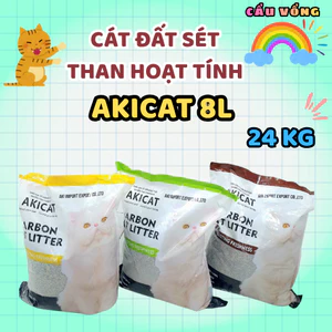 6 TÚI x 4KG_Cát vệ sinh đất sét mix than hoạt tính AKICAT 8L cho mèo