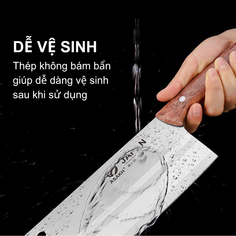 Dao chặt xương thịt Classic cán gỗ, Dao chặt thịt KOOL, Dao làm bếp, Dao chặt gà, Dao đa năng