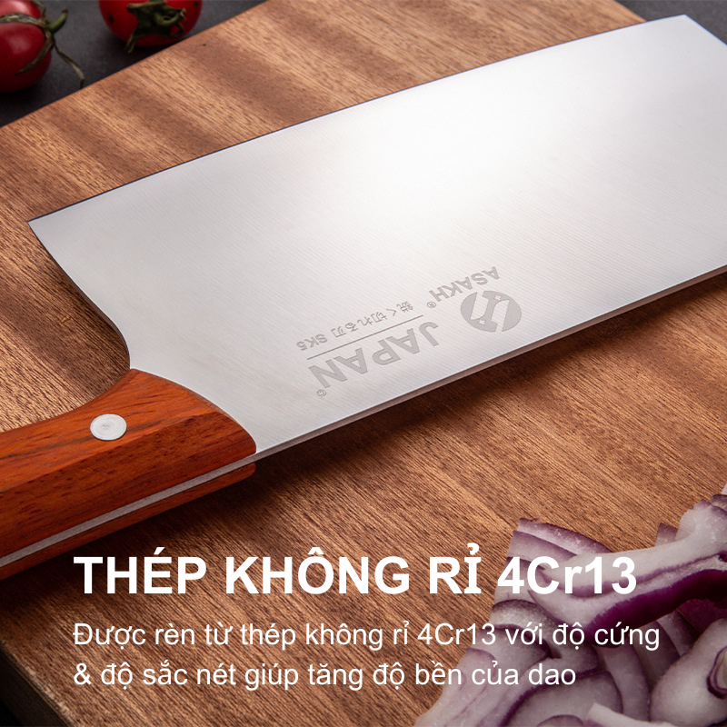 Dao chặt xương thịt Classic cán gỗ, Dao chặt thịt KOOL, Dao làm bếp, Dao chặt gà, Dao đa năng