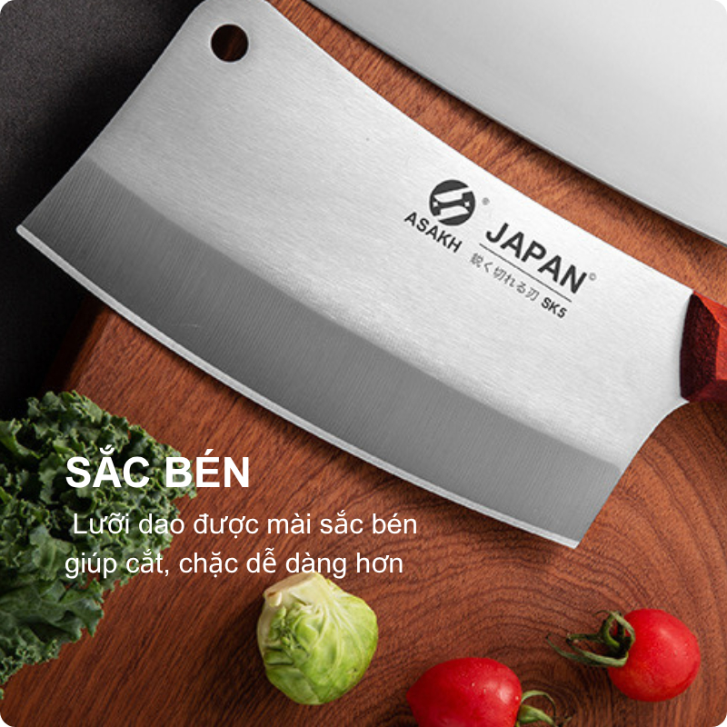 Dao chặt xương thịt Classic cán gỗ, Dao chặt thịt KOOL, Dao làm bếp, Dao chặt gà, Dao đa năng