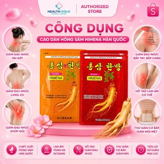 [COMBO 10 GÓI] Cao Dán Hồng Sâm Himena Hàn Quốc Vàng & Đỏ (20 Miếng) – Hỗ Trợ Giảm Đau Nhức Vai Gáy, Lưng, Khớp, Cơ Bắp