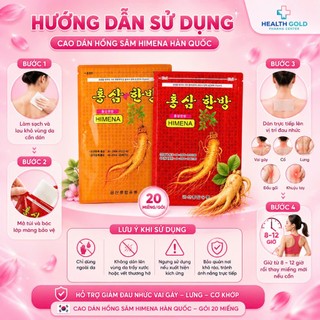 [COMBO 10 GÓI] Cao Dán Hồng Sâm Himena Hàn Quốc Vàng & Đỏ (20 Miếng) – Hỗ Trợ Giảm Đau Nhức Vai Gáy, Lưng, Khớp, Cơ Bắp