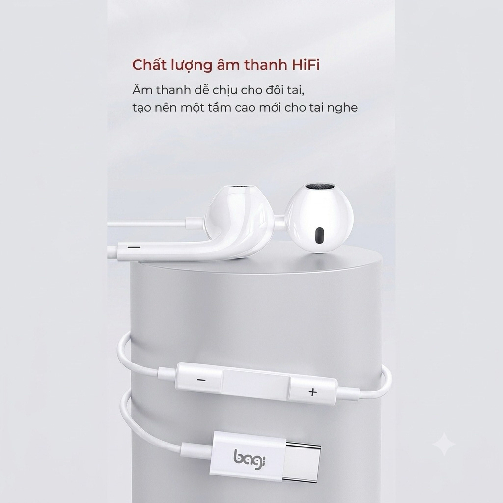 Tai nghe có dây chính hãng BAGI BM-M4 có micro nói đàm thoại dùng cho phone xiaomi oppo samsung cắm type c - BH 12 THÁNG