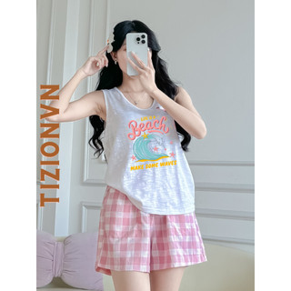 Set bộ áo thun ba lỗ quần đùi mặc nhà, áo thun không tay in hình thời trang, set bộ đùi mặc nhà.