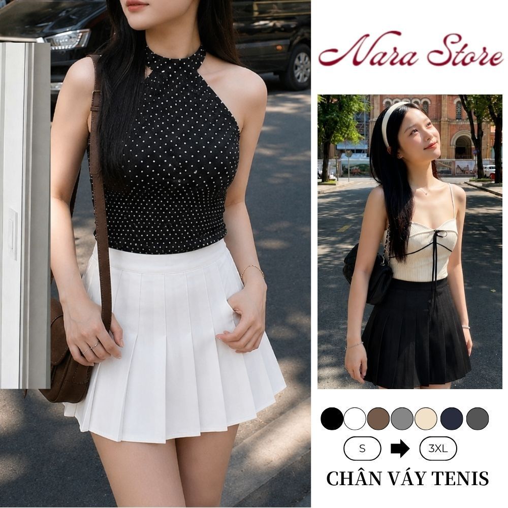 Chân váy tennis xếp ly ngắn xòe lưng cao dáng chữ a chất vải hai biên cao cấp