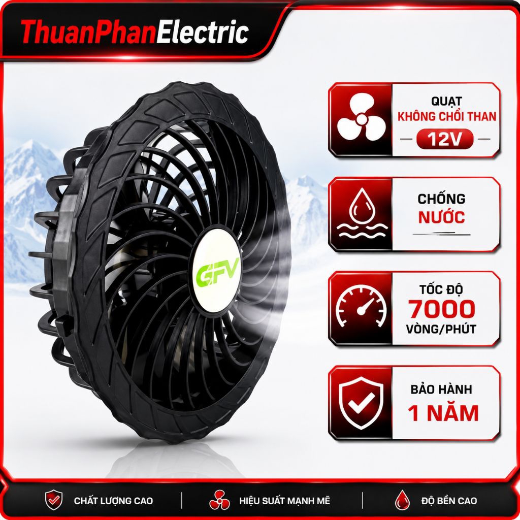 Quạt Áo Điều Hoà 12V Không Chổi Than, Hàng Chính Hãng Chất Lượng Tốt