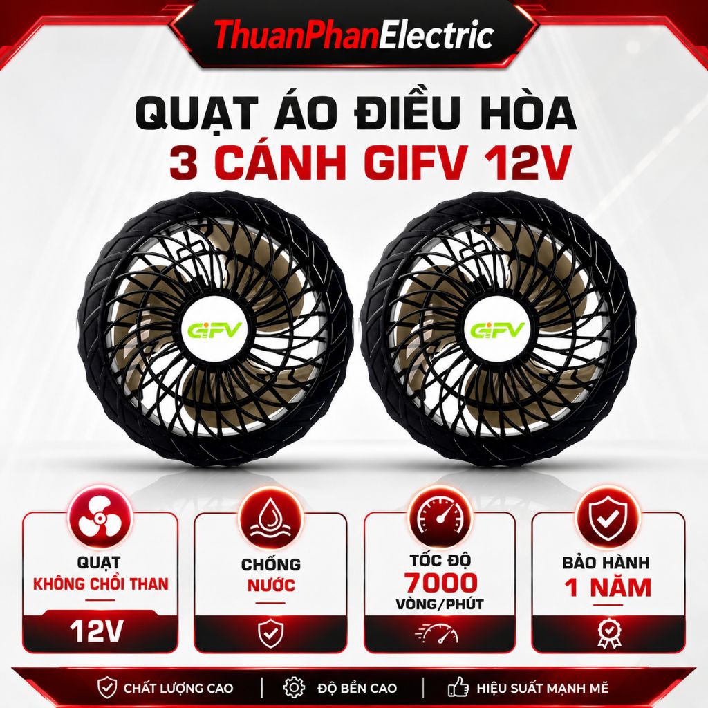 Quạt Áo Điều Hoà 12V Không Chổi Than, Hàng Chính Hãng Chất Lượng Tốt