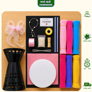 Set Tự Làm Bó Hoa Tròn Cẩm Tú Cầu Kẽm Nhung DIY Full Set – Kẽm Nhung + Giấy Gói + Phụ Kiện Trang Trí 50/100/200/300 Bông
