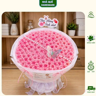 Set Tự Làm Bó Hoa Tròn Cẩm Tú Cầu Kẽm Nhung DIY Full Set – Kẽm Nhung + Giấy Gói + Phụ Kiện Trang Trí 50/100/200/300 Bông