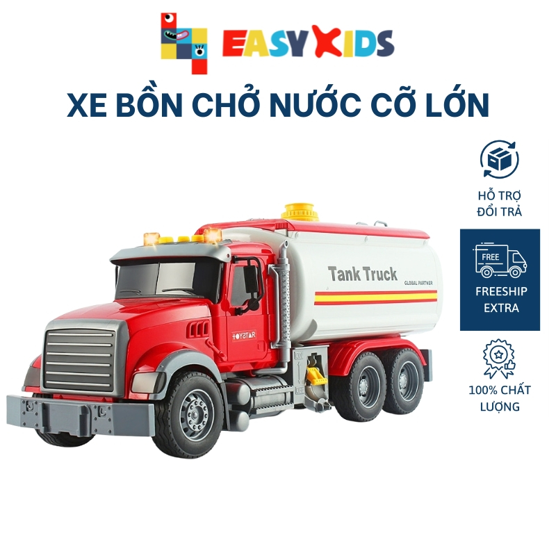 Xe Bồn Đồ Chơi Xe Cho Bé Cỡ Lớn Toystar, Xe Bồn Chở Xăng Chở Nước Có Đèn Nhạc Như Thật