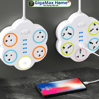 Ổ Cắm Điện Hình Hoa NV200A Có 4 Cổng USB Sạc Nhanh – 4 Ổ Cắm Đa Năng 2500W Dây 1.2m | GigaMax Home
