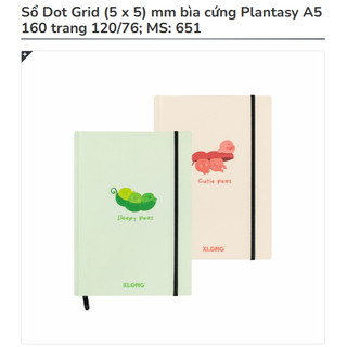 KLONG Plantasy - Sổ Chấm Dot Grid (5 x 5) mm Bìa Cứng A5 160 trang 120/76; MS: 651 ♥
