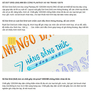 KLONG Plantasy - Sổ Chấm Dot Grid (5 x 5) mm Bìa Cứng A5 160 trang 120/76; MS: 651 ♥