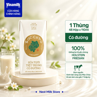 Sữa Tươi Tiệt Trùng Có Đường Mộc Châu Creamery (110ml/180ml) - Thùng 48 Hộp