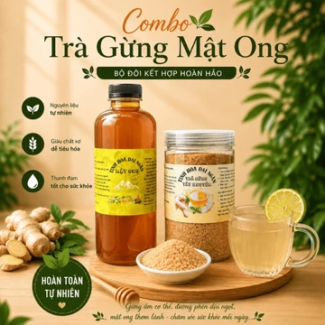 Combo Trà Gừng Mật Ong Tinh Hoa Đại Ngàn - [500g Trà Gừng và 1 Lít Mật Ong Hoa Cà Phê]