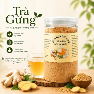 Trà Gừng Gió Hòa Tan 500G, Trà Gừng Gió Đường Phèn Tinh Hoa Đại Ngàn