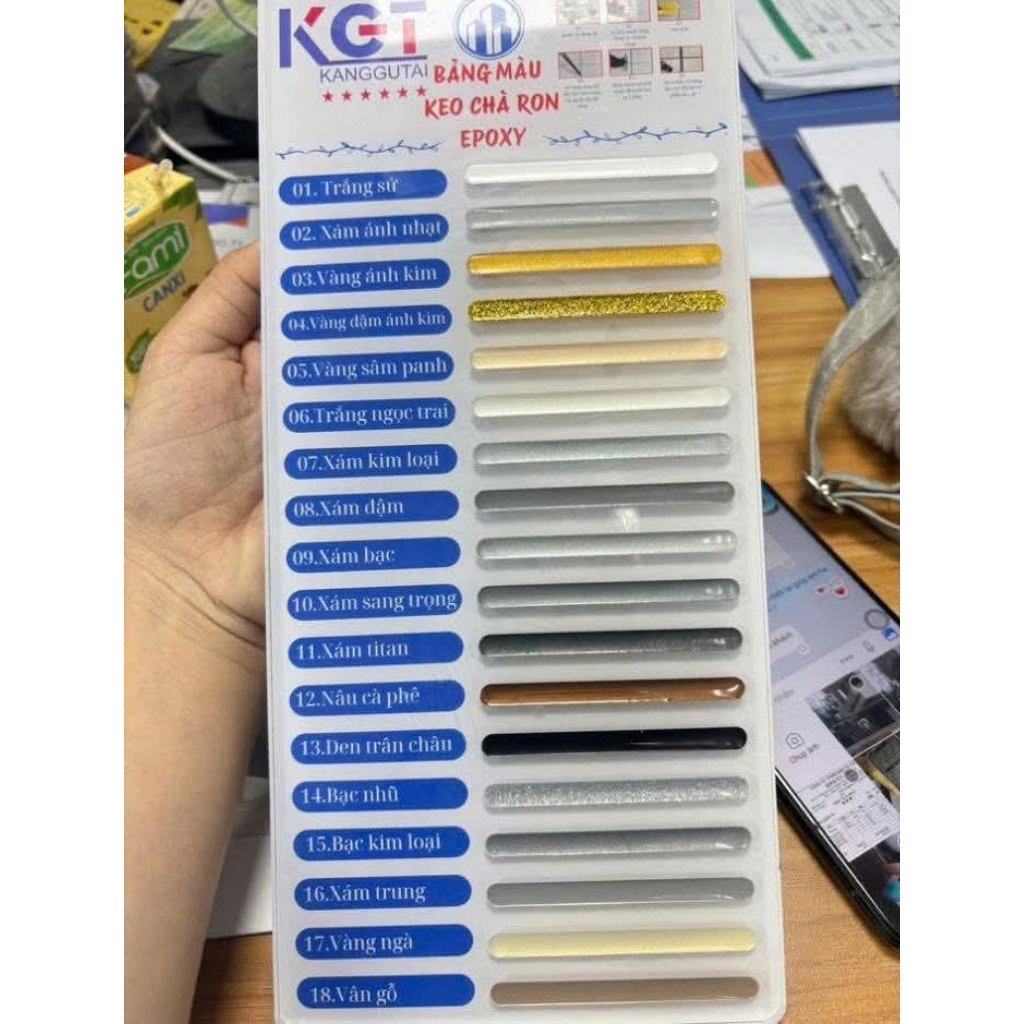 Keo Chà Ron Gạch Epoxy KGT 400ml - Thùng 24 Chai, Đa Màu Sắc, Dễ Thi Công, Chống Thấm Chống Ố Vàng