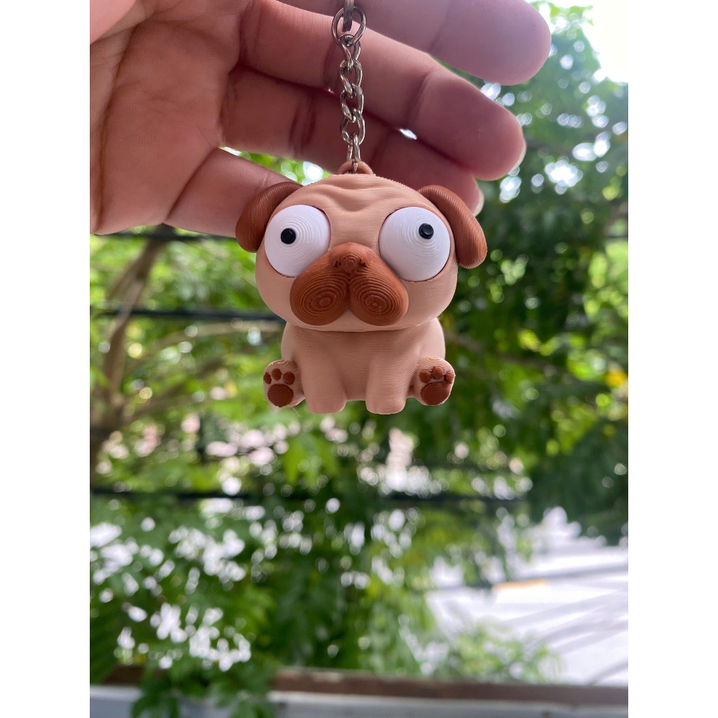 Móc Khoá Chó Cử Động Mắt Cute – Móc Khoá Chó Cute In PLA, Phụ Kiện Treo Balo Túi Xách, Quà Tặng Mini
