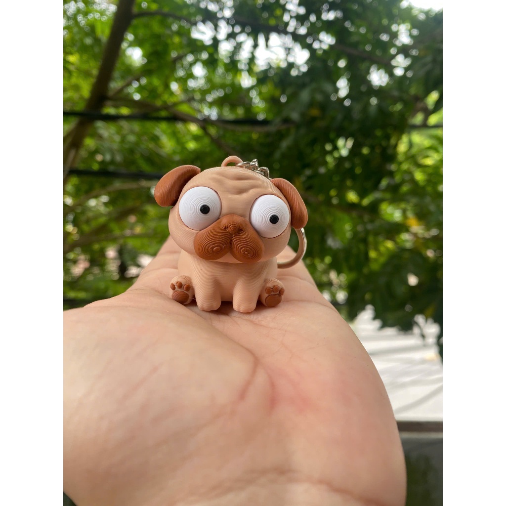Móc Khoá Chó Cử Động Mắt Cute – Móc Khoá Chó Cute In PLA, Phụ Kiện Treo Balo Túi Xách, Quà Tặng Mini
