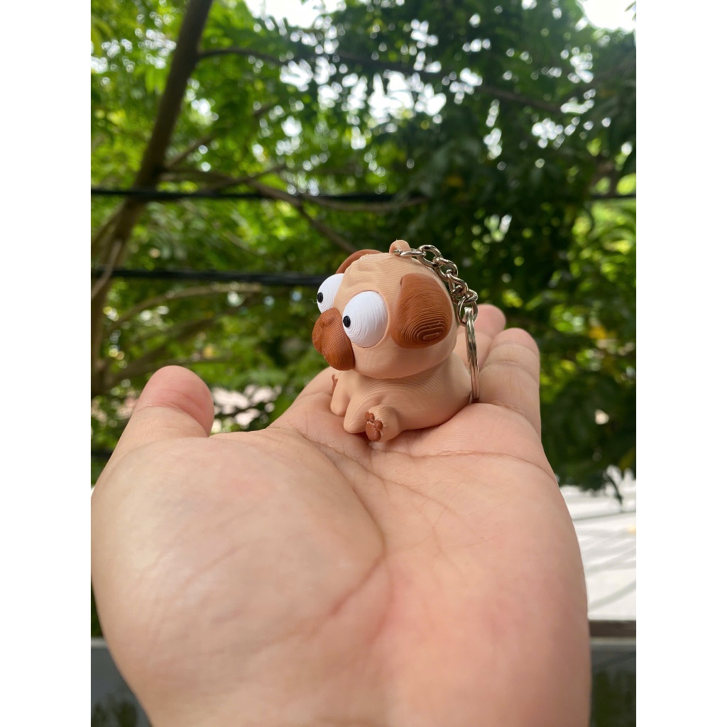 Móc Khoá Chó Cử Động Mắt Cute – Móc Khoá Chó Cute In PLA, Phụ Kiện Treo Balo Túi Xách, Quà Tặng Mini