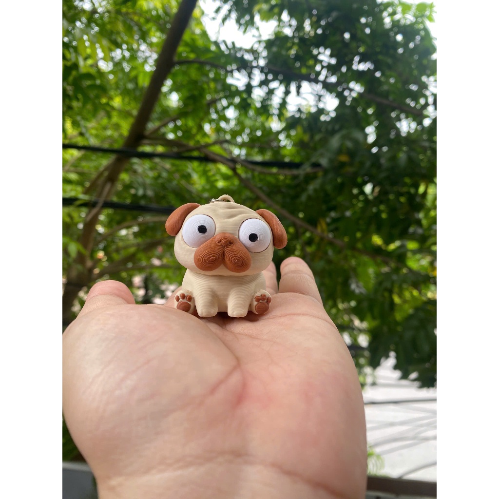 Móc Khoá Chó Cử Động Mắt Cute – Móc Khoá Chó Cute In PLA, Phụ Kiện Treo Balo Túi Xách, Quà Tặng Mini